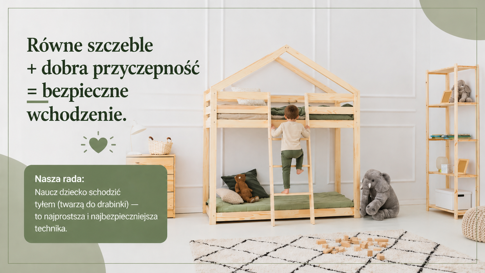 bezpieczne wchodzenie drabinka lóżko pietrowe z antresolą